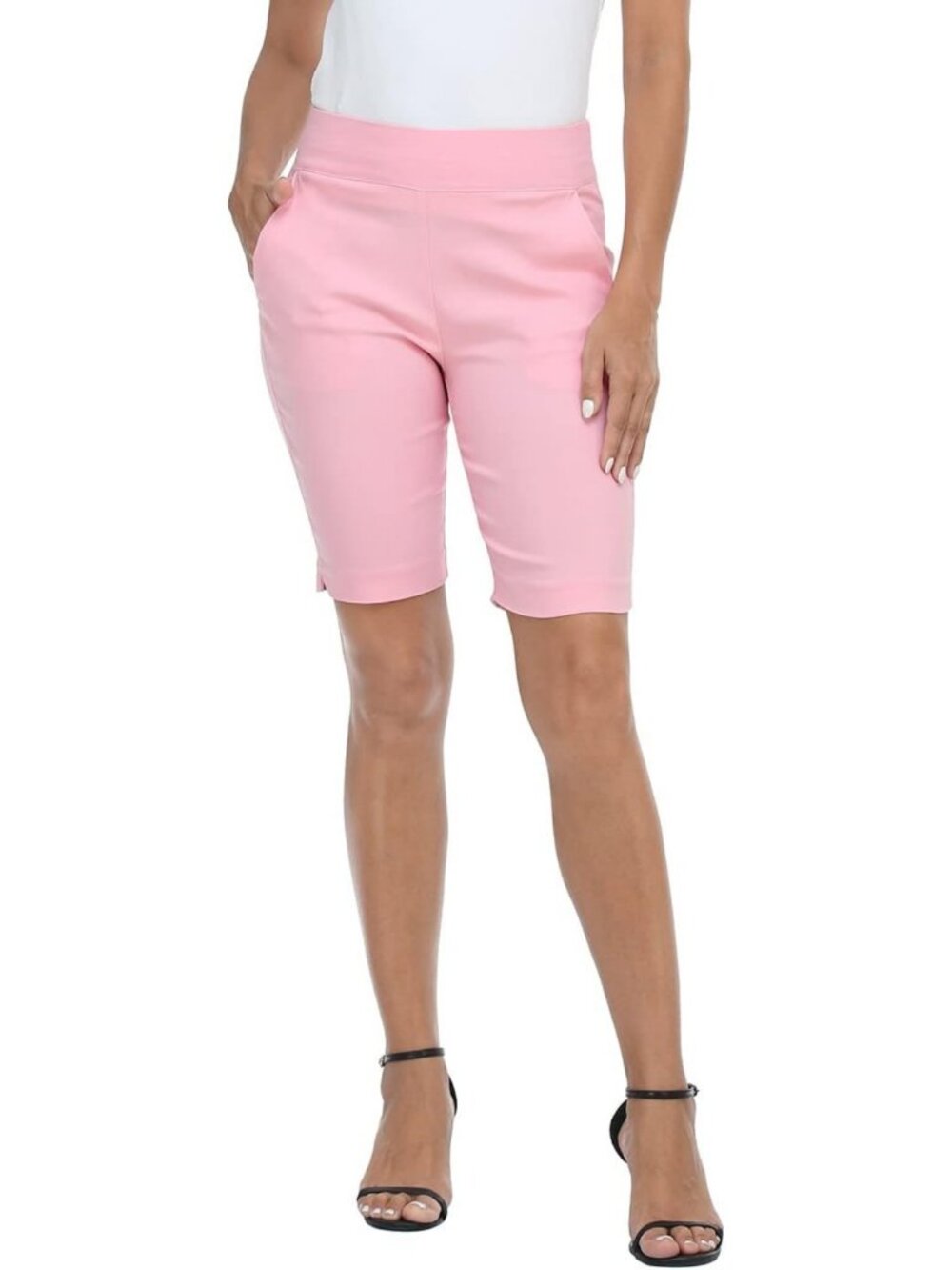 Mid Rise Pull-On Bermuda Shorts for Women, 10" Inseam, Comfy with Pockets